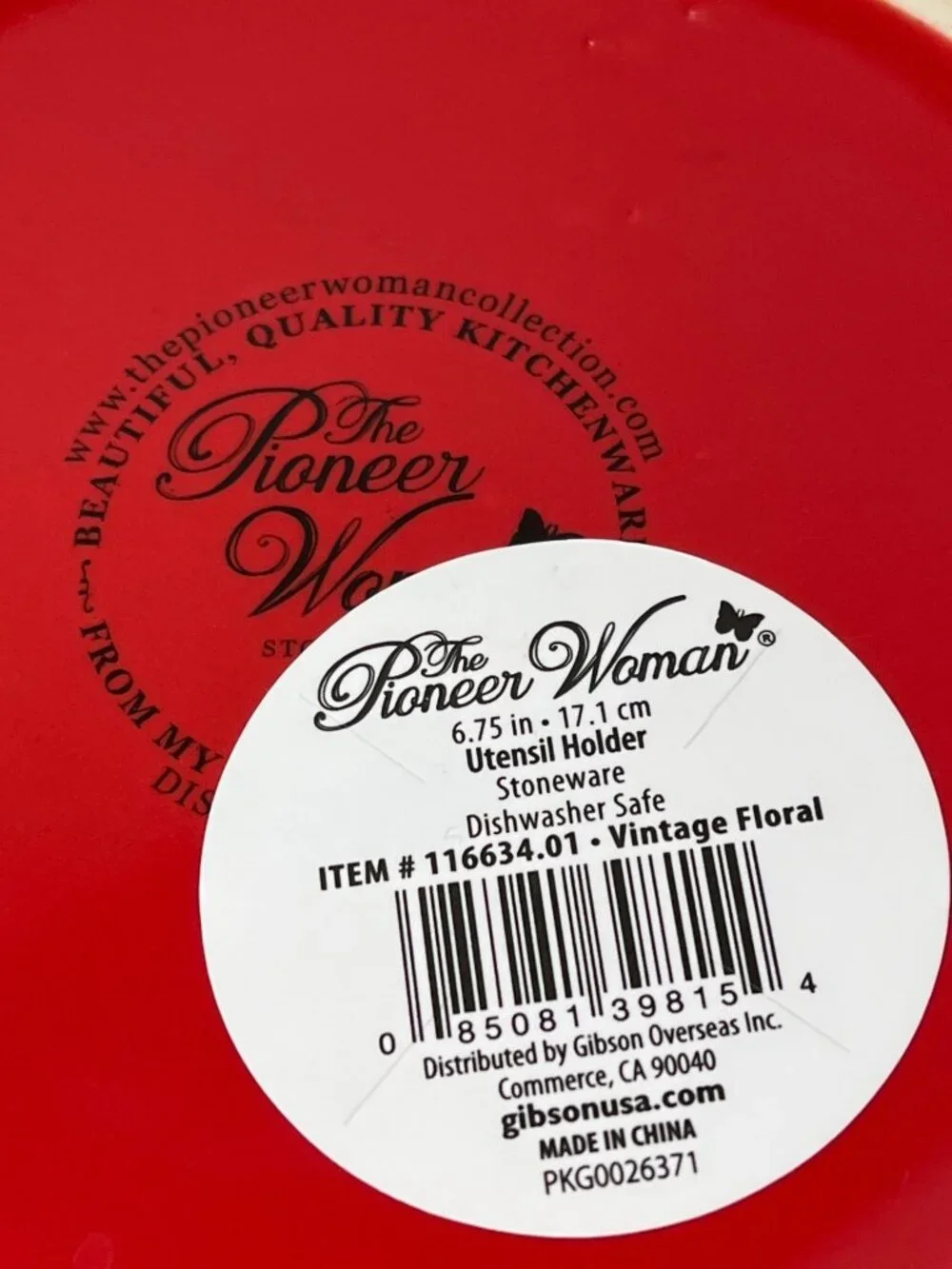 The Pioneer Woman Floral Utensil Holder Stoneware 7 Inches Dishwasher Safe